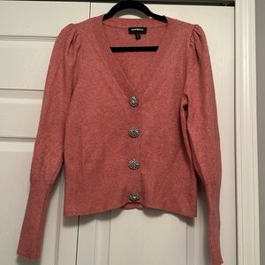Express medium cardigan with jeweled buttons